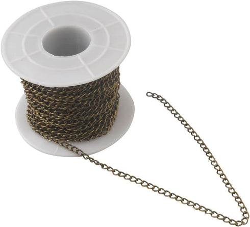 1 Roll 30FT 4x3mm Cable Link Chain with Jump Rings & Lobster Clasps for Necklace Earrings Bracelets Jewelry Making Art Craft (Antique Bronze)...