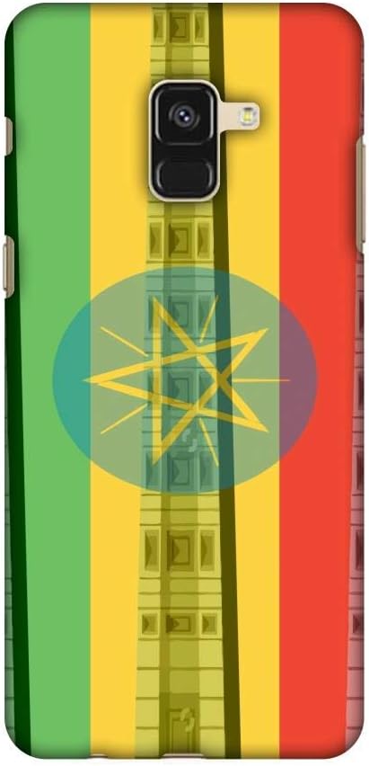 AMZER Ultra Slim Designer Snap On Hard Shell Case with Screen Cleaning Kit for Samsung Galaxy A8 2018 - Obelix of Axum - Ethiopia Flag...