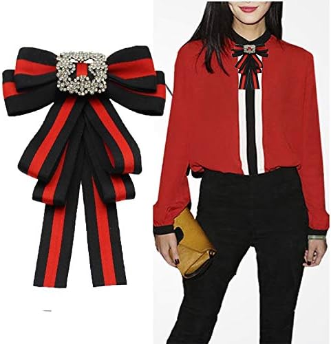 ladies girl bowknot bow tie suit shirt tie pins necktie pin brooch pre-tied ribbon brooches for Christmas (black/SR138)...