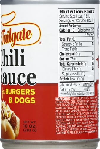 Texas Tailgate Chili Sauce for Burgers and Dogs, 10 Oz...
