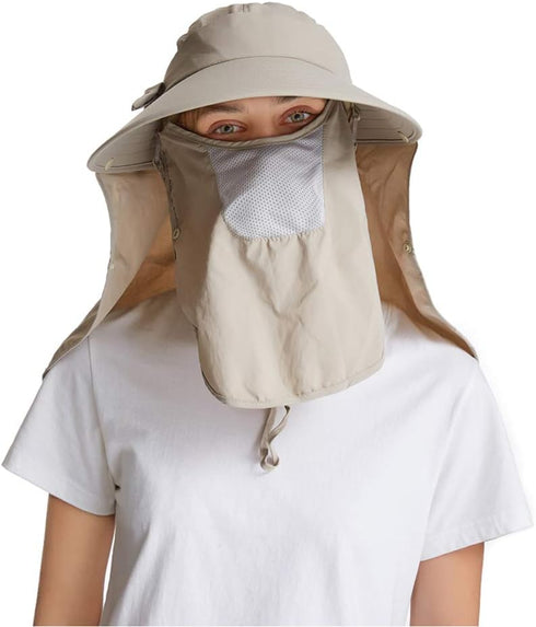 icolor Sun Hats for Women Fishing Hat UPF+50 Detachable Face Mask Neck Flap Visor Wide Brim UV Sun Protection Hiking Hats...