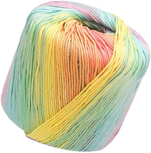 Crochet Yarn: 133M Light Rainbow Cotton Yarn for Crocheting - Soft, Multi-Color Thread for DIY Hand Knitting Scarves, Hats, Shawls, Sweaters, Blan...