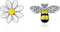 CZ Bee Daisy Flower Asymmetric Sterling Silver Tiny Small Stud Earrings for Women Teen Girls Cartilage Tragus Sensitive Ear Fashion Animal Cute Mi...