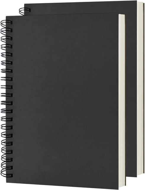 DSTELIN Blank Spiral Notebook, 2-Pack, Soft Cover, Sketch Book, 100 Pages / 50 Sheets, 7.5 inch x 5.1 inch, 100GSM, (Black)...