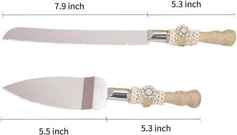 TRUE LOVE GIFT Wedding Cake Knife and Server Set Bride and Groom 2-Piece Dessert Set, Party, Wedding, Anniversary or Celebration...