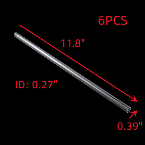 10mm OD Clear Rigid Tubing Plastic Test Tubes 7mm ID, 300mm Length, Pack of 6...