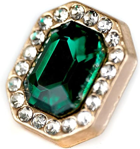 Emerald Cut Green Rhinestone Sewing Shank Buttons 20 Pcs - 12X10mm, 1/2"...