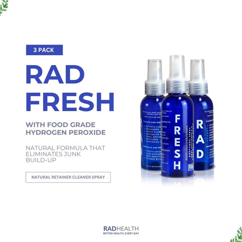 3 Pack Rad Fresh Natural Retainer Cleaner Spray With Food Grade Hydrogen Peroxide Dentist Designed Denture, Aligner, Night Guard, Sports, Sleep Ap...