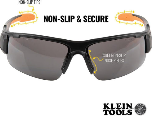 Klein Tools 60162 Safety Glasses, Professional PPE Protective Eyewear with Semi Frame, Scratch Resistant and Anti-Fog, Gray Lens...