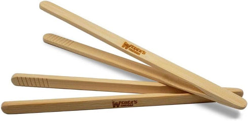 Weber's Wonders Set Of 2 Reusable Bamboo Toast Tongs - Wooden Toaster Tongs For Cooking & Holding - 8 Inch Long - Ideal Kitchen Utensil For Cheese...