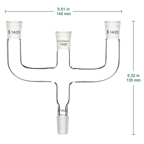 4-Way Claisen Distillation Adapter with 14/20 Joint...
