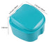 Denture Bath Case Cup Box Holder Storage Soak Container with Strainer Basket for Travel Cleaning (Light Blue)...