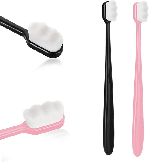 2 PCS Extra Soft Toothbrush Micro Nano Toothbrushes with 10000 Bristles Sterile Fiber Adult Toothbrush Painless Brushing for Sensitive Gums Teeth ...