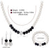 MJartoria Womens Black and White Faux Pearls Necklace Earrings Bracelet Wedding Jewelry Sets Costume Party(Black+White)...