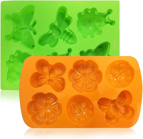 2 Pcs Insect shape Silicone Trays, SENHAI 6-Cavity 3D Dragonfly Butterfly Ladybug shape Cake Baking Molds, DIY Soap Handmade Muffin Biscuit Cookie...
