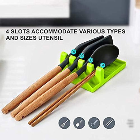 ENIVING 2PCS Kitchen Utensil Rest for Spoons Kitchen Utensil Holder for Countertop, Utensil Rest with Drip Pad for Multiple Utensils, Heat-Resista...