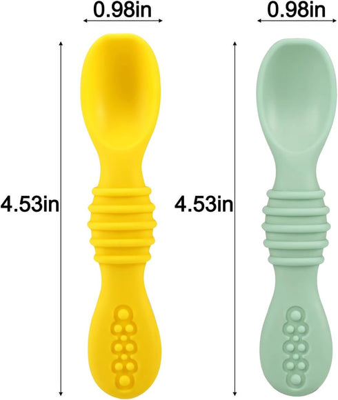 PandaEar 2 Pack Silicone Suction Plates for Baby, Divided Unbreakable Toddler Plate with 2 Pack Spoons for Self Feeding, Babies Utensils Feeding S...