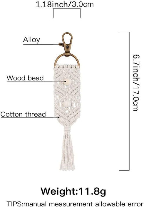 Macrame Keychains Boho Bag Tassels Handcrafted Accessory for Car Key...