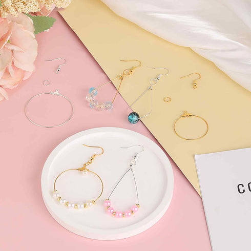 200PCS Jewelry Making Earrings Supplies Earring Hooks for Jewelry Making French Beading Hoop Earring Finding Hoop Open Beading Hoops Teardrop Roun...