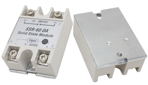SSR-60DA Input 3-32V DC Solid State Relay to Output 24-380V AC 60A Semi-Conductor Relay 2PCS...