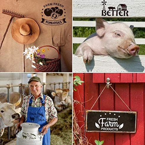 20 Pieces Farmhouse Stencils Reusable Farm Painting Stencils Farm Theme Drawing Art Template for Scrapbooking Drawing Tracing DIY Furniture Wall F...