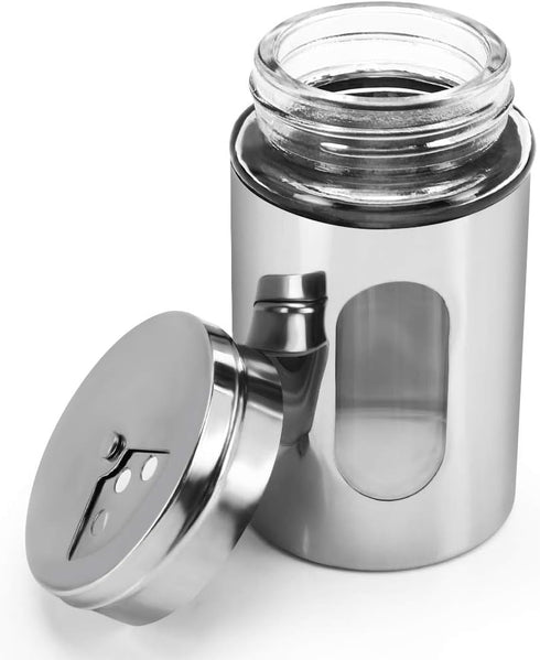 Accmor 2pcs Salt and Pepper Shakers,Stainless Steel Shaker for Salt Powder Sugar Cinnamon Pepper, Spice Dispenser with Adjustable Pour Holes,Silve...