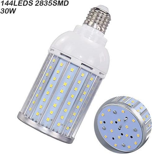 30W E27 LED Corn Light Bulbs(2 Pack)- 144 LEDs 2835 SMD 2700 LM COB Light Lamp Ultra Bright Daylight White 6000K LED Bulb 240 Watt Equivalent for ...
