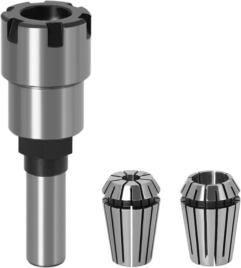 Mesee 1/2'' Shank ER20 Router Collet Extension Chuck Adapter with 1/4'' & 1/2'' ER20 Spring Collet Set Milling Cutter Bit Chuck Extender Rod Woodw...