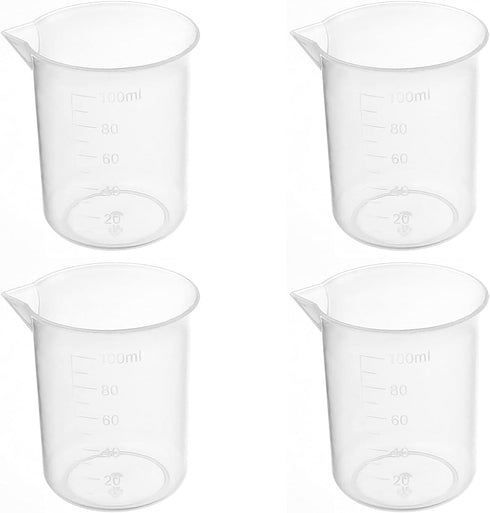 Othmro Measuring Cups 100ml/3.38oz PP Plastic Graduated Beaker Transparent for Lab Kitchen Liquids 4pcs...