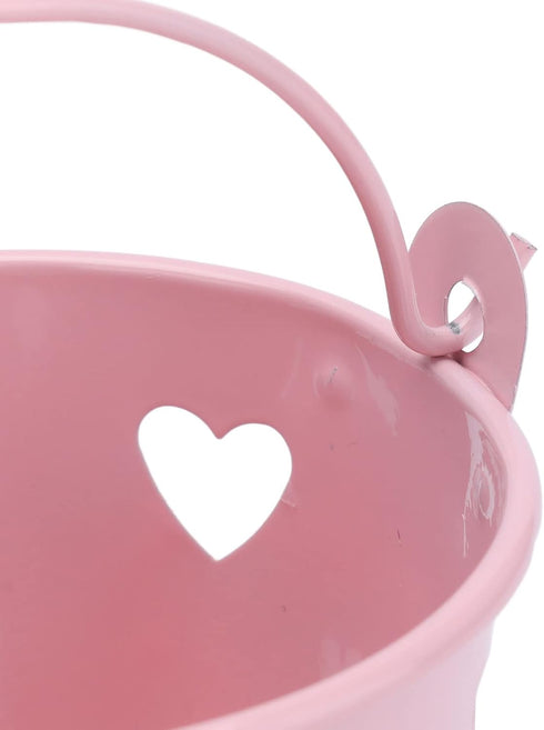Tinplate Metal Bucket with Handle, Tinplate Bucket, 12pcs Mini Hollow Love Candy and Snack Storage Tin Bucket, Metal Gardening Crafts, Home Decora...
