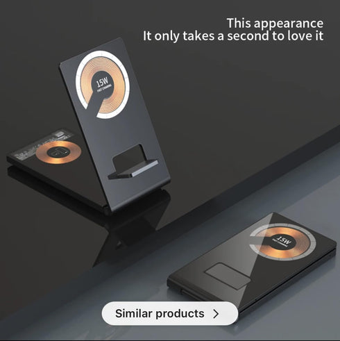 Wireless Charging Station Compact Sleek and Modern Design with 15 Watts Fast Charging Compatible with iPhone 15/14/13/12/11 Pro Max/XR/XS/8/8 Plus...