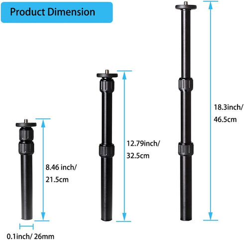 Tripod Center Column Extension Camera Mount Extender Telescopic Rod 3 Section Pole for Monopod DSLR Photo Studio Outdoor Macro Shooting...