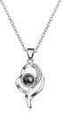 NW 2 pcs Pendants i love you necklace in 100 languages Projection Heart Pendant necklace for women mother with led light heart gift box SLIVER...