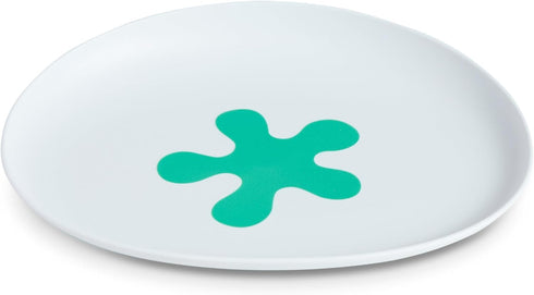doddl Baby and Toddler Plate, Non-Slip Base, Ergonomic Toddler Dishes for Self Feeding, 1-3 Year Olds, Dishwasher Safe, BPA Free (White & Aqua)...