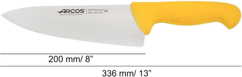 Arcos Chef Knife 8 Inch Nitrum Stainless Steel and 200 mm blade. Professional Multipurpose Cooking Knife. Ergonomic Polypropylene Handle. Series 2...