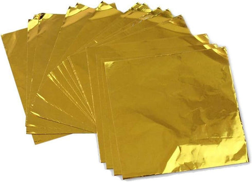 Wowagoga Foil Candy Wrappers - 6x6 Inches Gold Aluminum Foils Paper Chocolate Candy Wrappers for Homemade Candies Gifts Decoration, Pack of 200...
