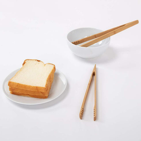 2 Pieces Bamboo Toast Tongs, 10.2 Inches Long Wood Toaster Tongs with Anti-slip Design, Tongs for Cooking with Cooking Oil Coating...