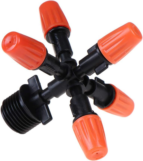 Garden Sprinklers Drip Sprinkler Head 5-Head Misting Spray Nozzle 360° Micro Irrigation System Fog Mist Cooling Nozzle Adjustable Closable Spray M...