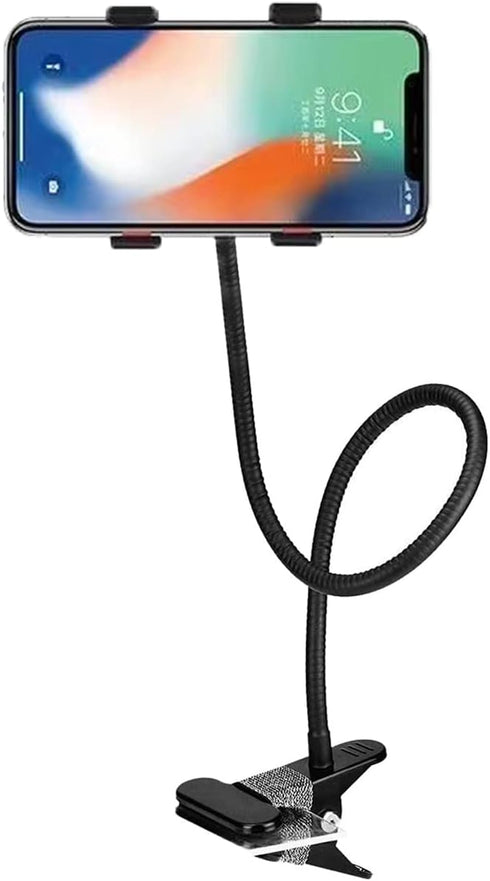 Gooseneck Lazy Cell Phone Holder, Universal Desktop Iron Metal Mobile Phone Holder with Adjustable Gooseneck Arm, Mobile Mount for Bed, Desk, Offi...