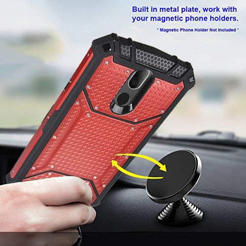 Compatible with Samsung Galaxy A20, Galaxy A50 - Aluminum Metal Hybrid Ring Stand Phone Case - ZY0 Black...