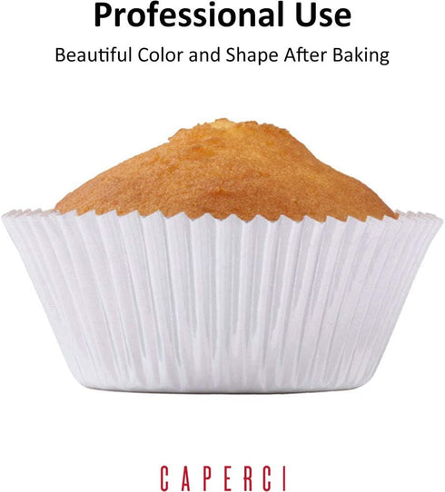 Caperci White Foil Cupcake Liners Standard Muffin Wrappers 150-Pack - Premium Greaseproof & Sturdy Cupcake Papers for Baking...