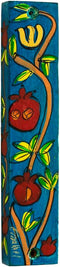 Yair Emanuel Hand-Painted 4.9 Inch Wooden Mezuzah Case with Pomegranate Design - Jewish Home Blessing Judaica Gift...