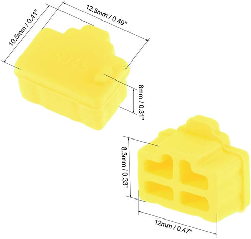 uxcell 20pcs RJ45 Silicone Protectors Ethernet Hub Port Anti Dust Cap Cover, Yellow...