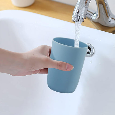 Topsky 4-Pack Bathroom Tumbler - Plastic Toothbrush Cup - Reusable Drinkware - Mouthwash Cup...