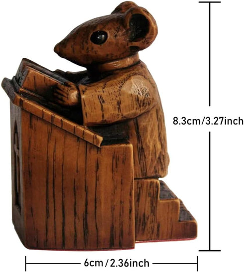Church Mouse Statue, Wooden Church Mouse in The Pulpit Collectible Figurine for Home and Office Desktop Decor, Mouse Ornament On The Pulpit Sculpt...
