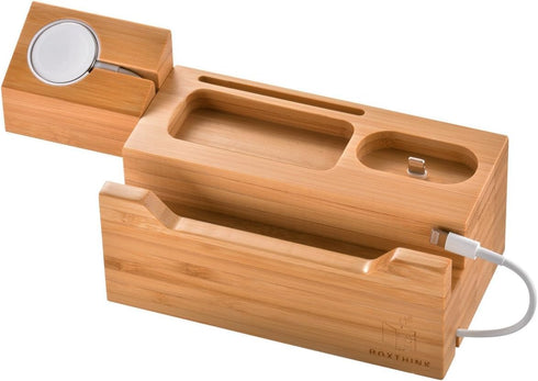 Charging Station Apple Watch Airpods Charger Stand iPhone Charging Dock Cable Management Wood Charging Station with 3 USB Ports Compatible with Ai...