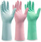 Latex Dish-Washing Cleaning-Gloves Rubber for Housework, Kitchen, Bathroom, Non-Slip, Reusable 14mil DishWashing Gloves with Flocked Liner...