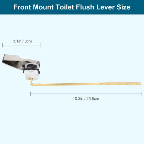Hygie Rinse Universal Toilet Handle Replacement, Brushed Nickel Front Mount Toilet Trip Lever Repair Kit with Flapper Chain, Compatible with Ameri...