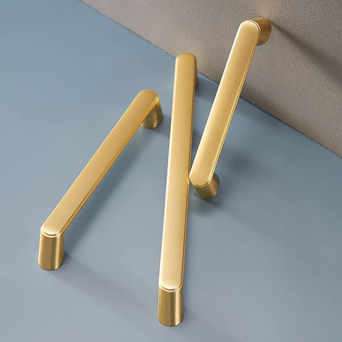 Myxekllo 4 Pack Gold Cabinet Drawer Pulls, 5'' (128mm) Hole Center Brushed Brass Pulls Handles for Dresser Drawers Bathroom Cabinet Hardware...