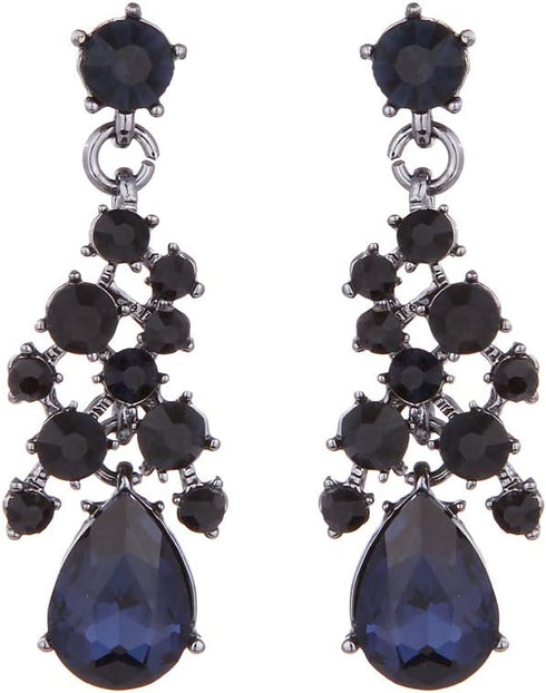 Austrian Rhinestone Crystal Wedding Gown Prom Ball Necklace Earrings Jewelry Set for Brides Dress...